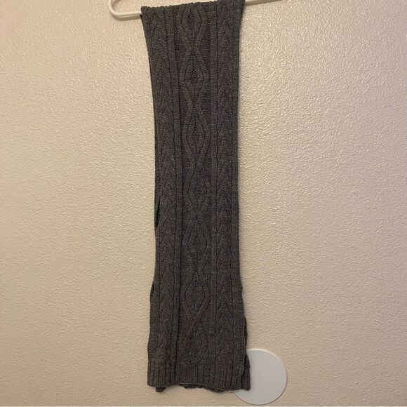 Dark gray chunky Cable knit scarf men’s women’s unisex 10x62 - Picture 3 of 9